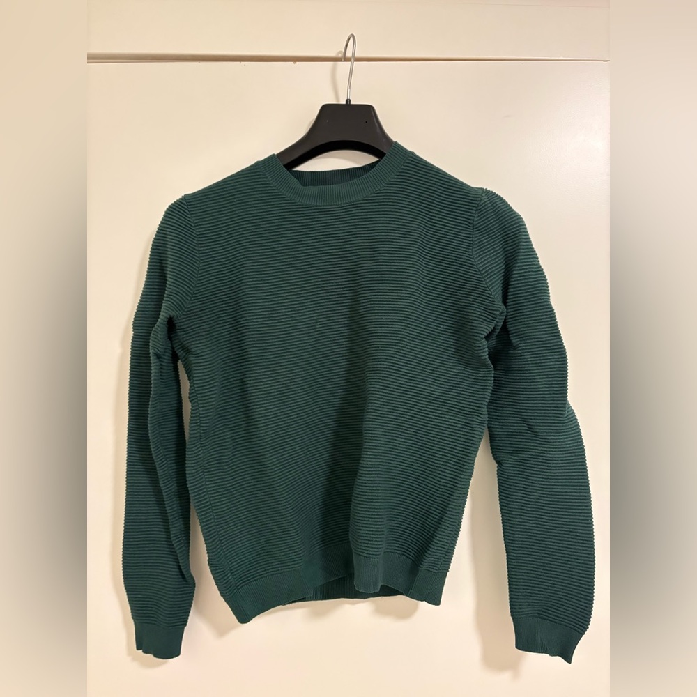 Simons Forest Green Ribbed Crewneck Sweater